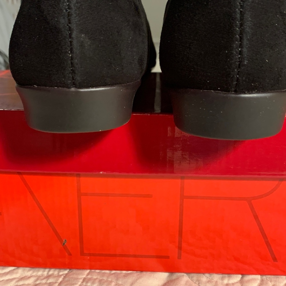 Aerosoles Black Suede Ballet Flats with Leopard Toe Accent NEW - Picture 6 of 11